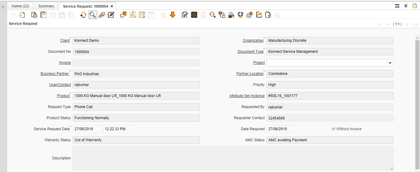 Service Request | Konnect ERP Help