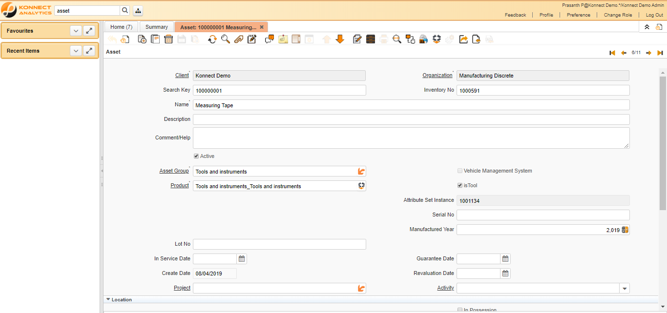 Asset | Konnect ERP Help